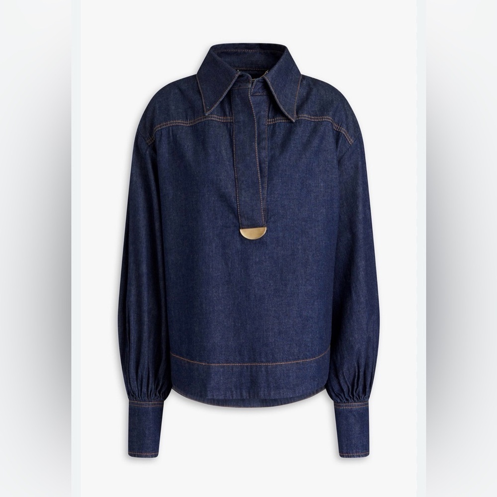 Zimmermann Dark Blue Appliquéd Denim Shirt